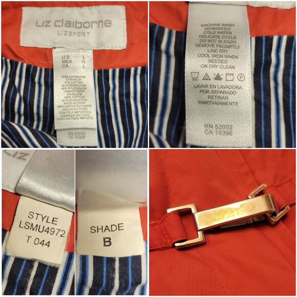 Liz Claiborne LizSport Red Orange Raincoat Spring Jacket, L - Picture 4 of 10